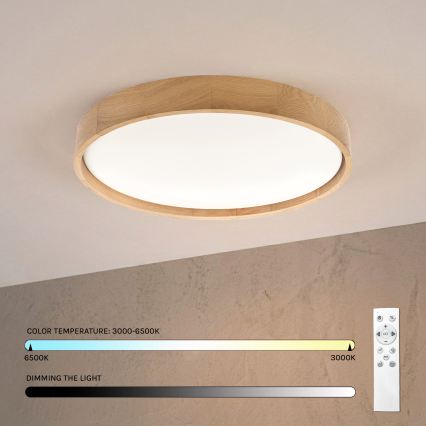 Brilagi - hämardatav LED-laelamp MANAROLA REMOTE LED/36W/230V 3000-6500K läbimõõt 51 cm tamm + kaugjuhtimispult