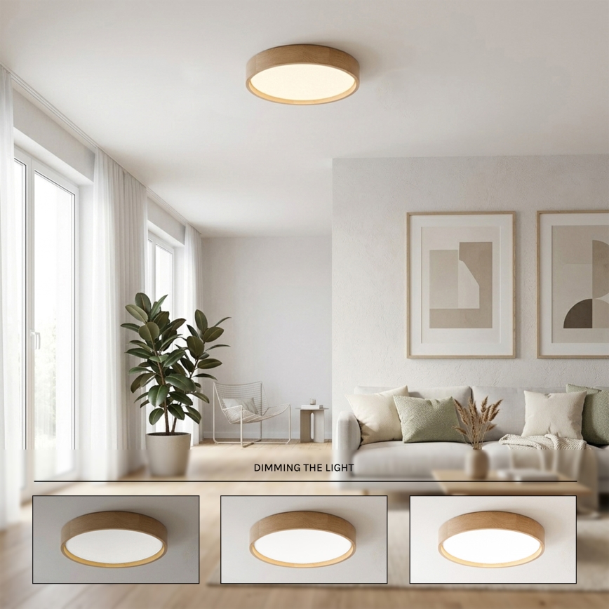 Brilagi - Hämardatav LED-laelamp MANAROLA SMART LED/24W/230V 3000-6000K Wi-Fi Tuya Beacon, läbimõõt 41 cm, tamm + kaugjuhtimispult