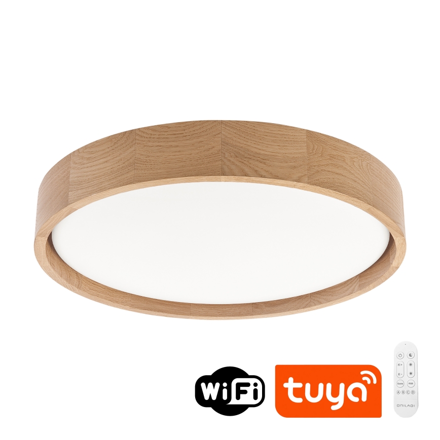 Brilagi - Hämardatav LED-laelamp MANAROLA SMART LED/24W/230V 3000-6000K Wi-Fi Tuya Beacon, läbimõõt 41 cm, tamm + kaugjuhtimispult