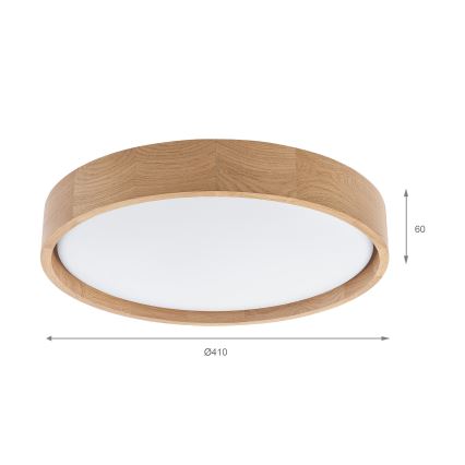 Brilagi - Hämardatav LED-laelamp MANAROLA SMART LED/24W/230V 3000-6000K Wi-Fi Tuya Beacon, läbimõõt 41 cm, tamm + kaugjuhtimispult