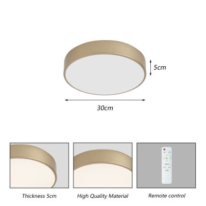 BRILAGI - LED-hämardatav laelamp POOL LED/36W/230V 3000-6000K läbimõõt 30 cm kuldne + kaugjuhtimispult