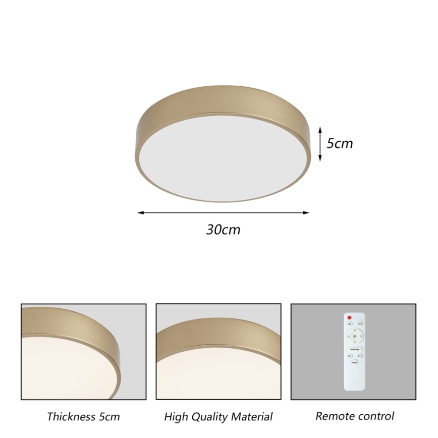 BRILAGI - LED-hämardatav laelamp POOL LED/36W/230V 3000-6000K läbimõõt 30 cm kuldne + kaugjuhtimispult