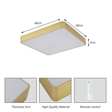 BRILAGI - LED-hämardatav laelamp POOL SQUARE LED/36W/230V 3000-6000K 40x40 cm kuldne + kaugjuhtimispult