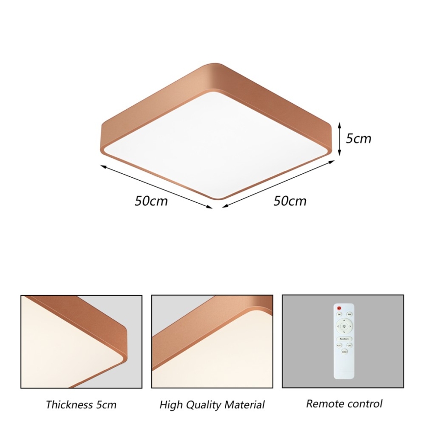 BRILAGI - LED hämardatav laevalgusti POOL SQUARE LED/48W/230V 3000-6000K 50x50 cm pronks + kaugjuhtimispult