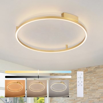 Brilagi - LED hämardatav laelamp PORTOFINO, 60 W, 230 V, 3000–6000 K, läbimõõt 80 cm, kuldne + kaugjuhtimispult
