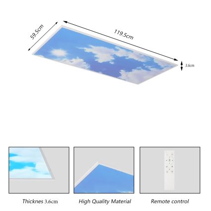 Brilagi - LED hämardatav laelamp SLIMFRAME LED/80W/230V 120x60 cm 3000-6000K hõbe/sinine + kaugjuhtimispult