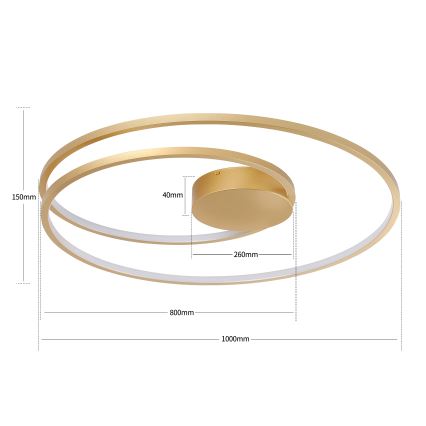 Brilagi - LED hämardatav laelamp TWISTER LED/105W/230V 3000-6000K läbimõõt 100 cm kuldne + kaugjuhtimispult