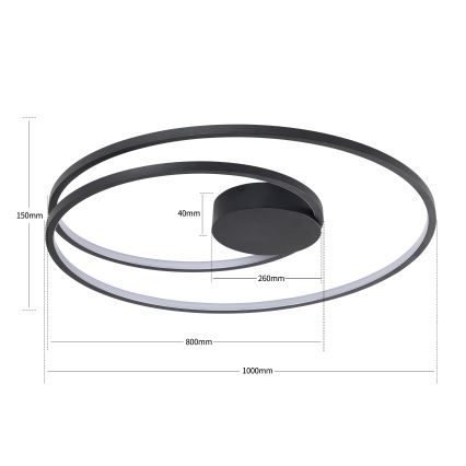 Brilagi - hämardatav LED-laelamp TWISTER LED/105W/230V 3000-6000K läbimõõt 100 cm must + kaugjuhtimispult