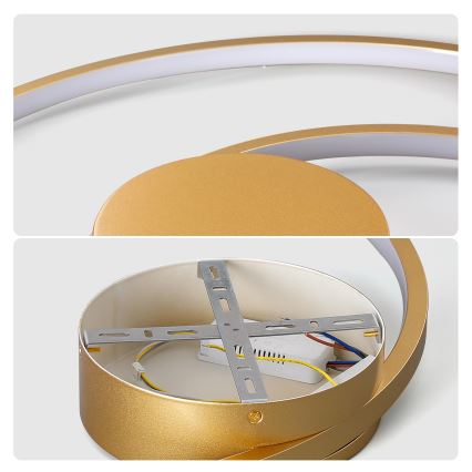 Brilagi - LED hämardatav laelamp TWISTER LED/75W/230V 3000-6000K läbimõõt 70 cm kuldne + kaugjuhtimispult