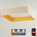 Brilagi - LED hämardatav laelamp VELVET SQUARE SMART LED/36W/230V 60x60 cm 2700-6500K Wi-Fi Tuya + kaugjuhtimispult kreemjas