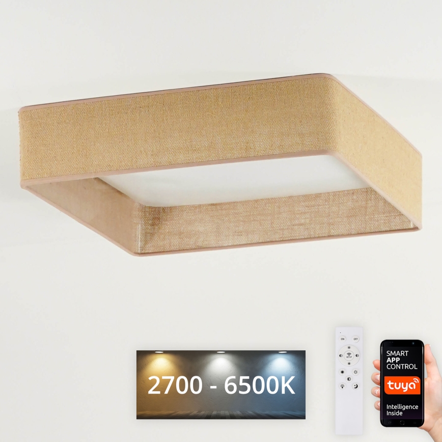 Brilagi - LED hämardatav laelamp VELVET SQUARE SMART LED/36W/230V 60x60 cm 2700-6500K Wi-Fi Tuya + kaugjuhtimispult pruun