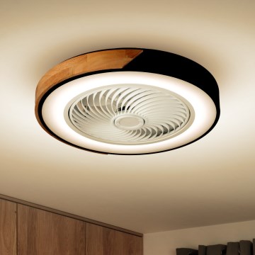 Brilagi - LED-hämardatav laelamp ventilaatoriga LED/30W/230V 3000-6500K läbimõõt 50 cm must/tamm + kaugjuhtimispult