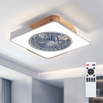 Brilagi - LED-hämardatav laelamp ventilaatoriga LED/38W/230V 3000-6500K 3000-6500K 50x50 cm valge/tamm + kaugjuhtimispult