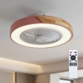 Brilagi - LED-hämardatav laelamp ventilaatoriga LED/38W/230V 3000-6500K 3000-6500K läbimõõt 50 cm roosa/tamm + kaugjuhtimispult