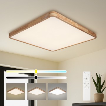 BRILAGI - LED hämardatav laelamp WOODLINE SQUARE LED/100W/230V 3000-6000K tamm 80x80 cm + kaugjuhtimispult