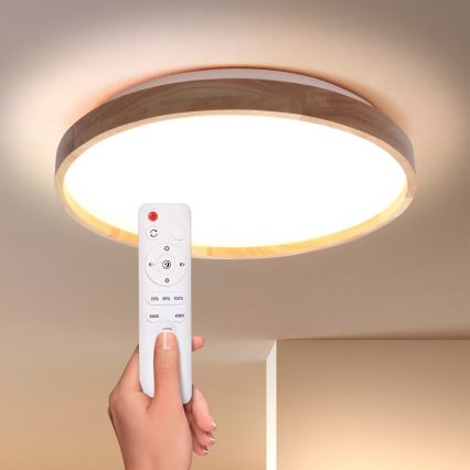 Brilagi - LED Hämardatav laevalgusti ALSON LED/48W/230V 3000-6500K tamm d. 39,5 cm + kaugjuhtimispult