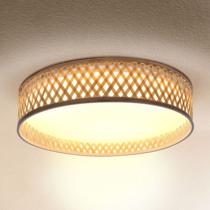 Brilagi - LED Hämardatav laevalgusti CAMILA LED/48W/230V 3000-6500K bambus d. 40 cm + kaugjuhtimispult