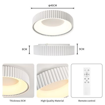 BRILAGI - hämardatav LED-laevalgusti FALCON MODERN LED/30W/230V 3000-6000K läbimõõt 40 cm valge + kaugjuhtimispult