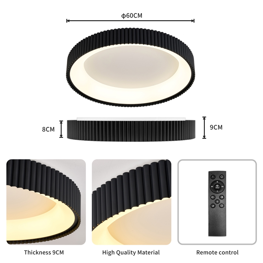 BRILAGI - LED-hämardatav laelamp FALCON MODERN LED/54W/230V 3000-6500K läbimõõt 60 cm must + kaugjuhtimispult