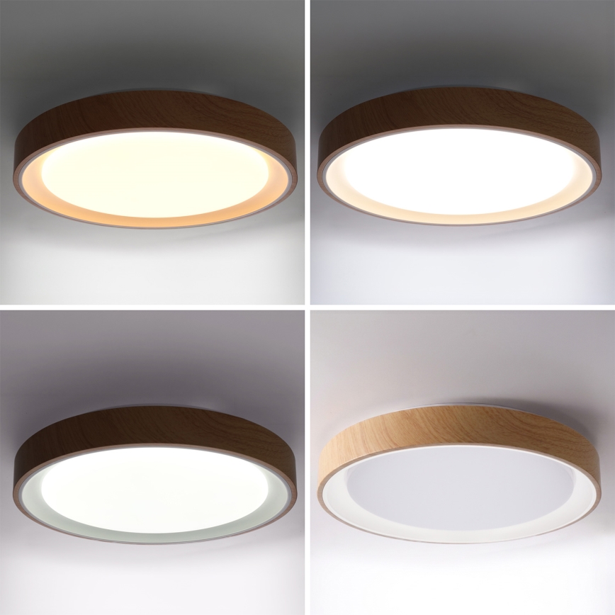 Brilagi - LED hämardatav laelamp FLOCO LED/48W/230V läbimõõt 40 cm puitdekoor/valge + kaugjuhtimispult