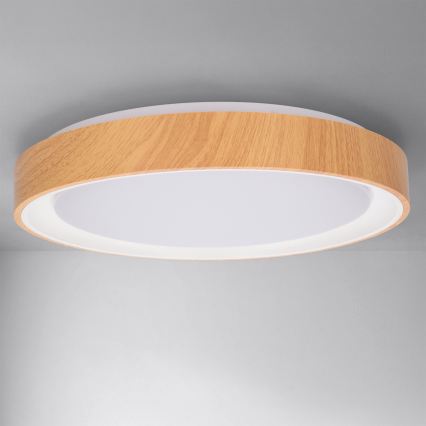 Brilagi - LED hämardatav laelamp FLOCO LED/48W/230V läbimõõt 40 cm puitdekoor/valge + kaugjuhtimispult