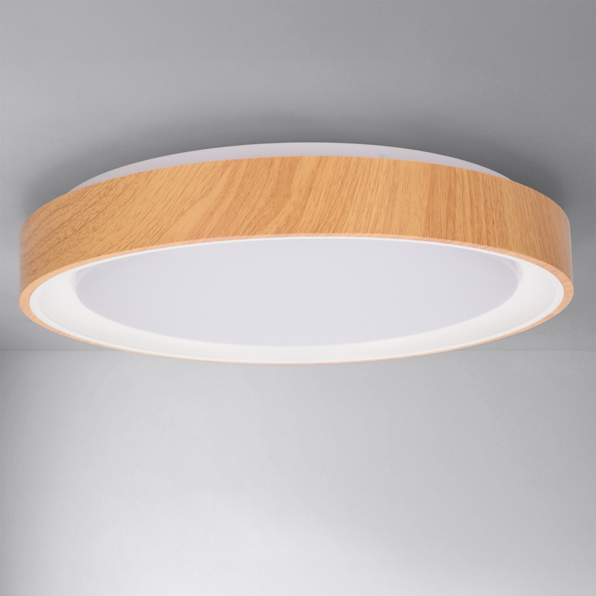 Brilagi - LED hämardatav laelamp FLOCO LED/48W/230V läbimõõt 40 cm puitdekoor/valge + kaugjuhtimispult