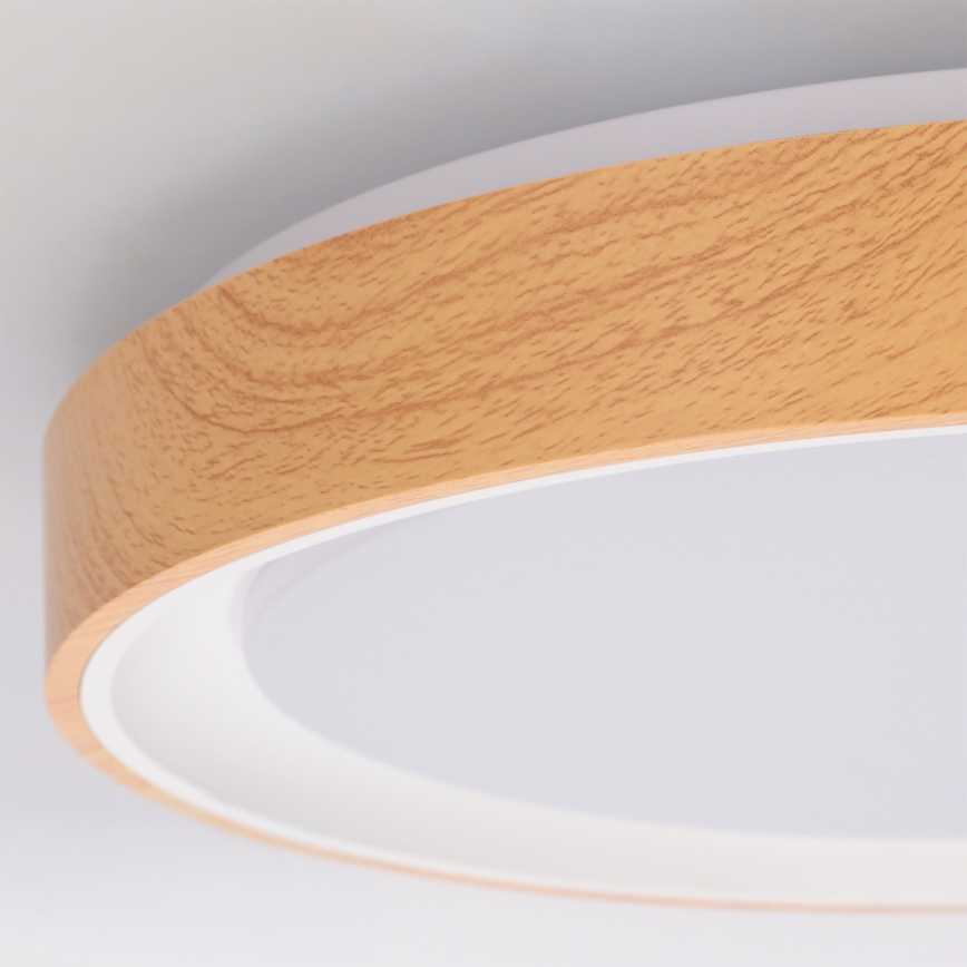 Brilagi - LED hämardatav laelamp FLOCO LED/48W/230V läbimõõt 40 cm puitdekoor/valge + kaugjuhtimispult