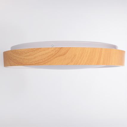 Brilagi - LED hämardatav laelamp FLOCO LED/48W/230V läbimõõt 40 cm puitdekoor/valge + kaugjuhtimispult