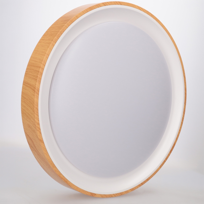 Brilagi - LED hämardatav laelamp FLOCO LED/48W/230V läbimõõt 40 cm puitdekoor/valge + kaugjuhtimispult