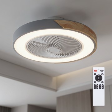 Brilagi - LED hämardatav laevalgusti koos ventilaatoriga LED/38W/230V 3000-6500K 3000-6500K läbimõõt 50 cm hall/tamm + kaugjuhtimispult