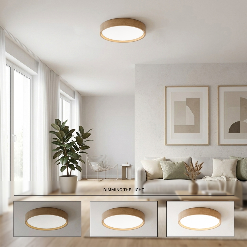 Brilagi - hämardatav LED-laelamp MANAROLA REMOTE LED/24W/230V 3000-6500K läbimõõt 41 cm tamm + kaugjuhtimispult