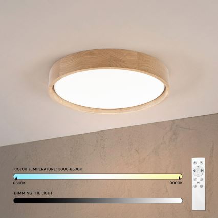 Brilagi - hämardatav LED-laelamp MANAROLA REMOTE LED/24W/230V 3000-6500K läbimõõt 41 cm tamm + kaugjuhtimispult