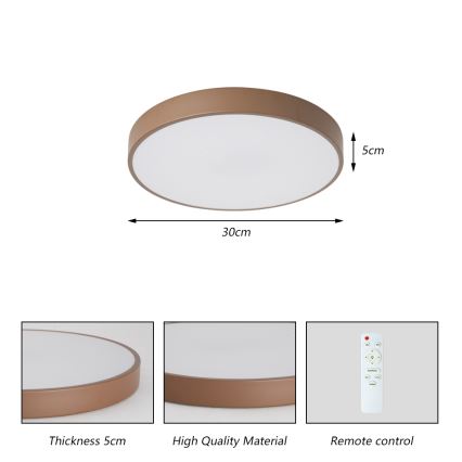 Brilagi - hämardatav LED-laelamp POOL LED/36W/230V 3000-6000K läbimõõt 30 cm pruun + kaugjuhtimispult