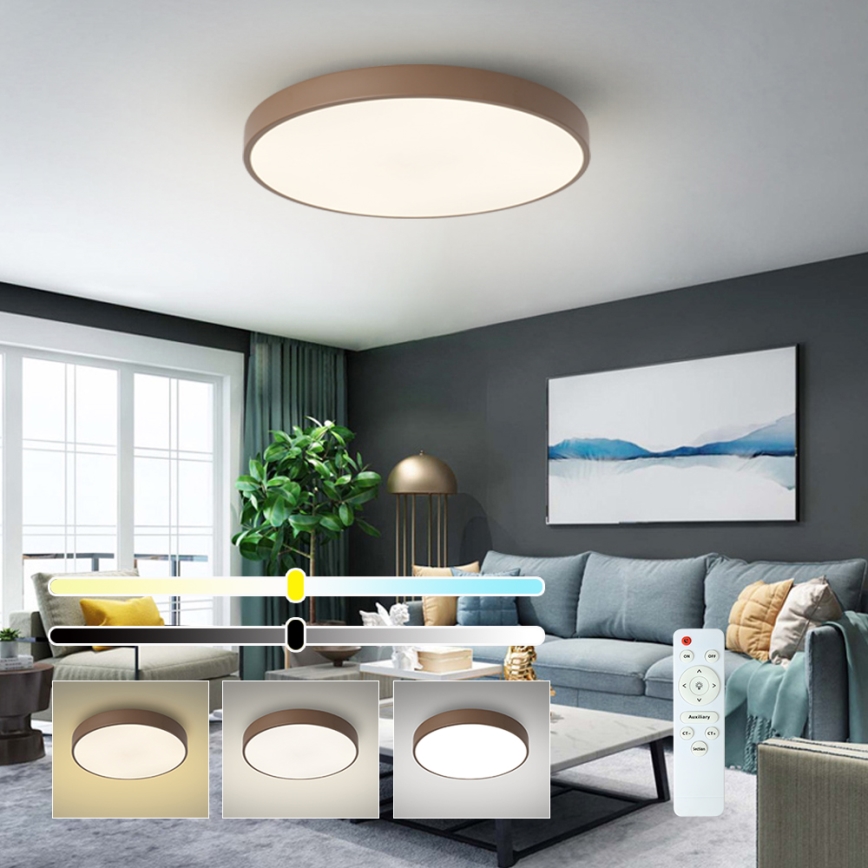 Brilagi - Hämardatav LED-laevalgusti POOL LED/60W/230V 3000-6000K, läbimõõt 60 cm, pruun + kaugjuhtimispult