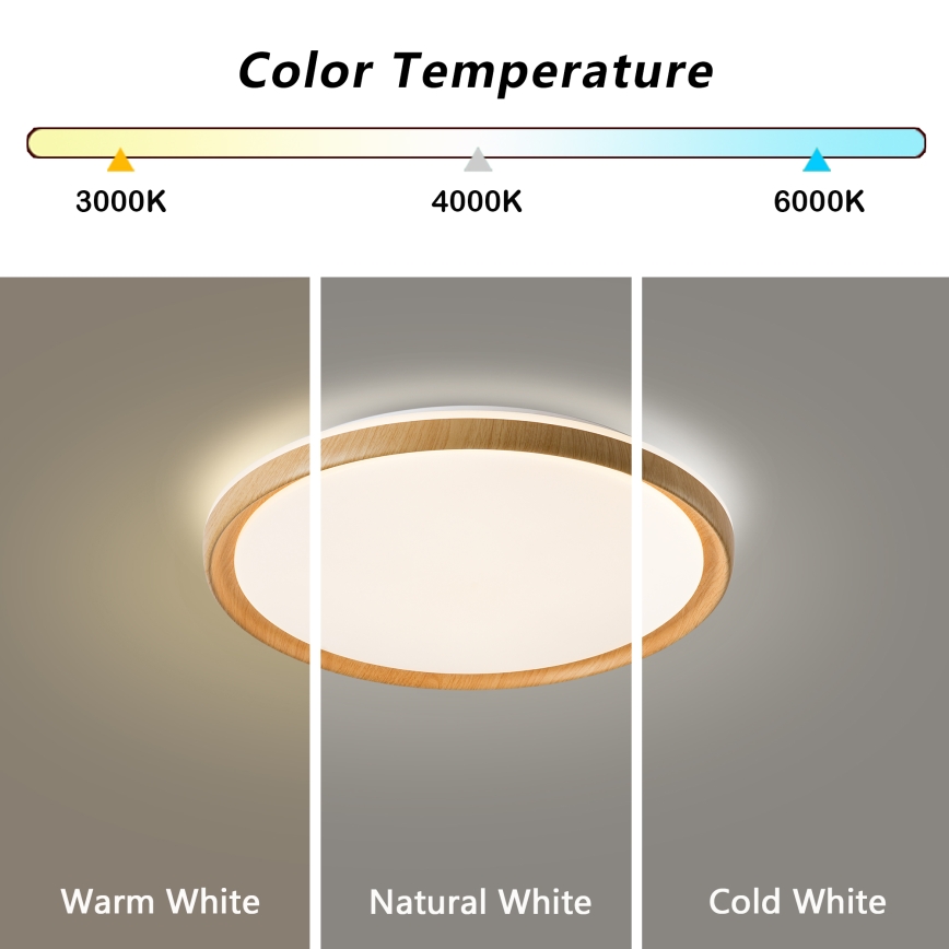 Brilagi - LED-hämardatav laelamp RIVO LED/72W/230V 3000-6000K puidu viimistlus, läbimõõt 50 cm + kaugjuhtimispult