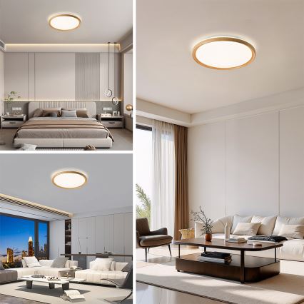 Brilagi - LED-hämardatav laelamp RIVO LED/72W/230V 3000-6000K puidu viimistlus, läbimõõt 50 cm + kaugjuhtimispult