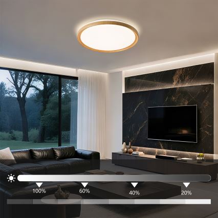 Brilagi - LED-hämardatav laelamp RIVO LED/72W/230V 3000-6000K puidu viimistlus, läbimõõt 50 cm + kaugjuhtimispult