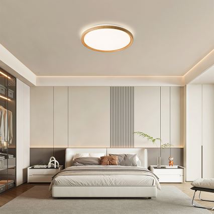Brilagi - LED-hämardatav laelamp RIVO LED/72W/230V 3000-6000K puidu viimistlus, läbimõõt 50 cm + kaugjuhtimispult