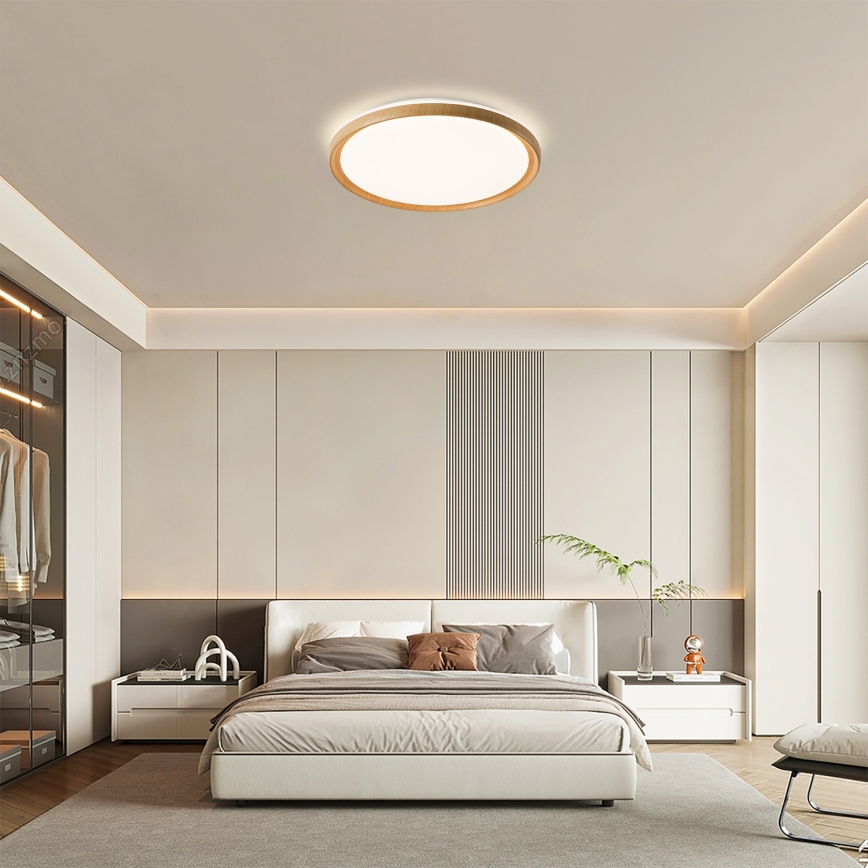 Brilagi - LED-hämardatav laelamp RIVO LED/72W/230V 3000-6000K puidu viimistlus, läbimõõt 50 cm + kaugjuhtimispult
