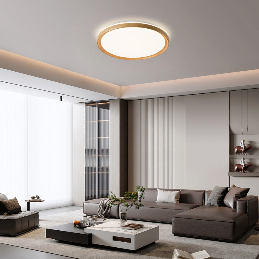 Brilagi - LED-hämardatav laelamp RIVO LED/72W/230V 3000-6000K puidu viimistlus, läbimõõt 50 cm + kaugjuhtimispult