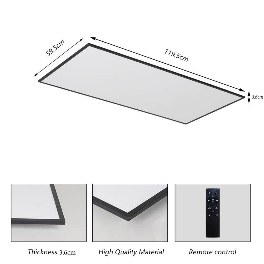 Brilagi - LED hämardatav laevalgusti SLIMFRAME LED/80W/230V 120x60 cm 3000-6000K must + kaugjuhtimispult
