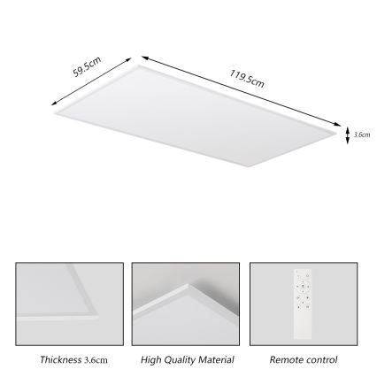 Brilagi - hämardatav LED-laevalgusti SLIMFRAME LED/80W/230V 120x60 cm 3000-6000K valge + kaugjuhtimispult