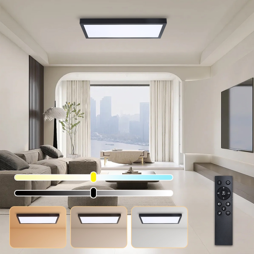 Brilagi - LED Hämardatav laevalgusti vannituppa FRAME SMART LED/30W/230V 30x60 cm 3000-6000K  IP44 must  + kaugjuhtimispult