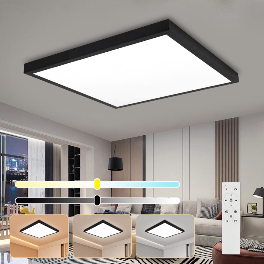 Brilagi - LED Hämardatav laevalgusti vannituppa FRAME SMART LED/50W/230V 60x60 cm 3000-6000K IP44 must + kaugjuhtimispult