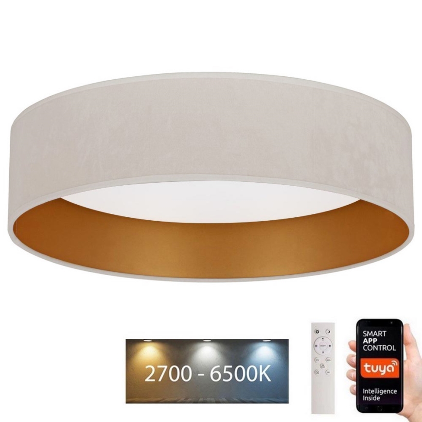 Brilagi - LED Hämardatav laevalgusti VELVET SMART LED/36W/230V d. 55 cm 2700-6500K Wi-Fi Tuya kreemikas/kuldne + pult