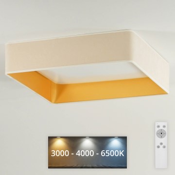 Brilagi - LED Hämardatav laevalgusti VELVET SQUARE LED/24W/230V 3000/4000/6500K + kaugjuhtimispult kreemikas