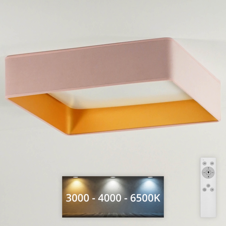 Brilagi - LED Hämardatav laevalgusti VELVET SQUARE LED/24W/230V 3000/4000/6500K + kaugjuhtimispult roosa