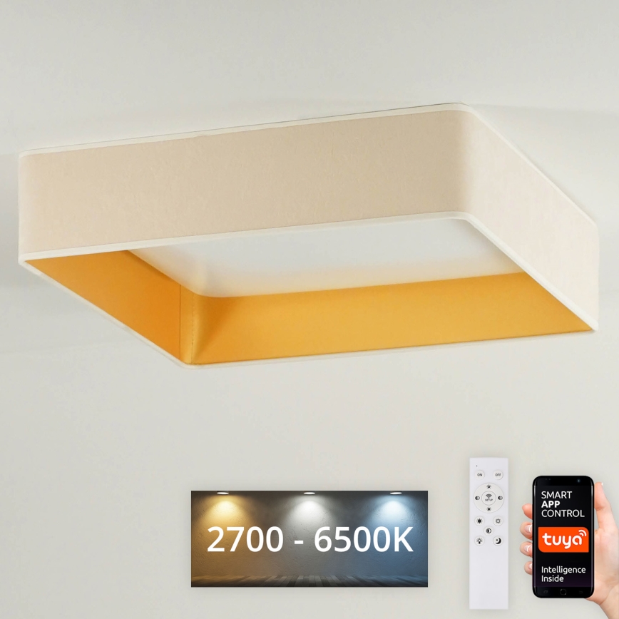 Brilagi - LED Hämardatav laevalgusti VELVET SQUARE SMART LED/36W/230V 2700-6500K Wi-Fi Tuya + kaugjuhtimispult kreemikas