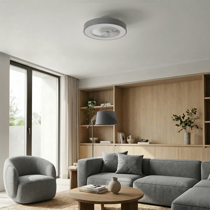 Brilagi - Hämardatav LED-laelamp ventilaatoriga LED/38W/230V 3000-6500K 3000-6500K läbimõõt 50 cm hall + kaugjuhtimispult