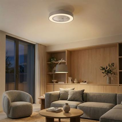 Brilagi - Hämardatav LED-laelamp ventilaatoriga LED/38W/230V 3000-6500K 3000-6500K läbimõõt 50 cm hall + kaugjuhtimispult